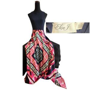 Eliza J Geometric Handkerchief Hem Midi Dress